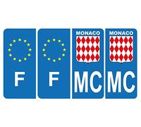 HADEXIA Set di 4 adesivi targa MC Blason Monaco & F Europe
