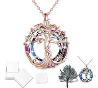 Hadghdf Collana Aomeri Albero della Vita 2025, Ciondolo Albero della Vita, Catenina con Pendente Rotondo in Acciaio Inossidabile Color Oro con Zirconi Trasparenti, Gioielli e Accessori Moda (D)