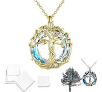 Hadghdf Collana Aomeri Albero della Vita 2025, Ciondolo Albero della Vita, Catenina con Pendente Rotondo in Acciaio Inossidabile Color Oro con Zirconi Trasparenti, Gioielli e Accessori Moda (A)