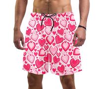HadHfun Costume da Bagno da Uomo Cuori Rosa Pantaloncini da Surf da Spiaggia con Costumi da Bagno ad Asciugatura Rapida