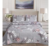 Hadi London 3 copriletti trapuntati patchwork con 2 federe, stampa floreale reversibile, trapunta leggera e confortevole, per letti matrimoniali e king size 220 x 240 cm, 30 disegni unici (MILAN-117)