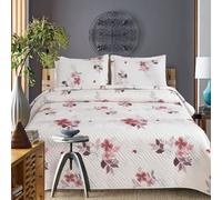 Hadi London 3 copriletti trapuntati patchwork con 2 federe, stampa floreale reversibile, trapunta leggera e confortevole, per letti matrimoniali e king size 220 x 240 cm, 30 disegni unici (MILAN-129)