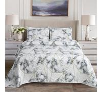 Hadi London 3 copriletti trapuntati patchwork con 2 federe, stampa floreale reversibile, trapunta leggera e confortevole, per letti matrimoniali e king size 220 x 240 cm, 30 disegni unici (MILAN-101)