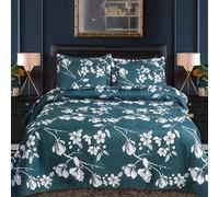 Hadi London 3 copriletti trapuntati patchwork con 2 federe, stampa floreale reversibile, trapunta leggera e confortevole, per letti matrimoniali e king size 220 x 240 cm, 30 disegni unici (MILAN-118)