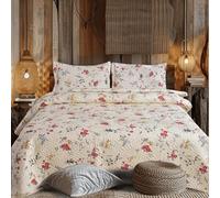 Hadi London 3 copriletti trapuntati patchwork con 2 federe, stampa floreale reversibile, trapunta leggera e confortevole, per letti matrimoniali e king size 220 x 240 cm, 30 disegni unici (MILAN-106)