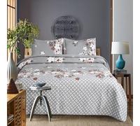 Hadi London 3 copriletti trapuntati patchwork con 2 federe, stampa floreale reversibile, trapunta leggera e confortevole, per letti matrimoniali e king size 220 x 240 cm, 30 disegni unici (MILAN-123)