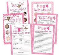 Hadley Designs 75 giochi per baby shower rosa per ragazze - 6 giochi double face, Who know Mommy Best Baby Shower Game Divertente, amore o lavoro, pancia di birra, curiosità del bambino, previsione