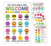 Hadley Designs Grafico dei sentimenti per bambini dai 4 agli 8 anni - Grafico delle emozioni per bambini dai 3 ai 5 anni, poster di consulenza sui sentimenti per l'angolo calmante in classe, poster di