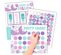 Hadley Designs Mermaid Potty Training Chart for Toddler Girls - Potty Training Sticker Chart for Girls Potty with Sticker, Sticker Chart for Kids Potty Training Reward Chart, Kids Reward Chart