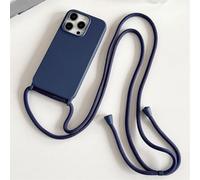 Hadwii Custodia per iPhone 15 Pro con Cordino Antiurto Cover Sottile Morbido Silicone con Laccio Collana Tracolla Regolabile Case per iPhone 15 Pro, Blu scuro