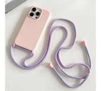 Hadwii Custodia per iPhone 15 Pro con Cordino Antiurto Cover Sottile Morbido Silicone con Laccio Collana Tracolla Regolabile Case per iPhone 15 Pro, Rosa