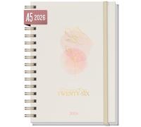 Häfft® Calendario internazionale 2026 A5 "Soft Flower" con rilegatura a spirale in: EN/FR/IT/ES - organizzatore personale, agenda di vita - sostenibile e climaticamente neutrale
