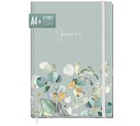 Häfft paper&you® Dotted Journal punteggiato A4+ con banda elastica Minty Leaves 156 pagine, taccuino, quaderno per schizzi, diario - sostenibile e rispettoso del clima