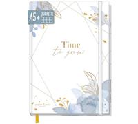 Häfft paper&you® Quaderno A5+ a quadretti Journal "Time to Grow" | Notebook con 156 pagine a quadretti e chiusura con elastico, carta da 100g/m² - per diario, appunti e liste creative