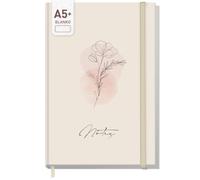 Häfft paper&you® Taccuino A5+ journal bianco "Dainty Flower" | Notebook con 156 pagine bianche e banda elastica, carta da 100 g/m² - per diario, appunti e liste creative