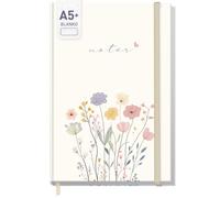Häfft paper&you® Taccuino A5+ journal bianco "Flower Joy" | Notebook con 156 pagine bianche e banda elastica, carta da 100 g/m² - per diario, appunti e liste creative