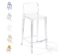 HAEKEBC Sgabelli da Bar Trasparenti Sgabello da Banco in Acrilico 75 65cm Sgabello Alto Trasparente Moderno Sgabelli da Bar da Cucina Senza Braccioli per Sala da Pranzo(Transparent,65cm/26inch)