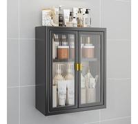 HängeschränkeArmadietto da Parete Mobiletto Porta medicinali in Metallo da Parete con Ante in Vetro - Elegante mobiletto portaoggetti da Bagno sopra Il WC, Ideale per Bagno, Cucina e Lavanderia (Nero