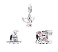 HAEPIAR Ciondolo in argento Sterling 925 Charm Bead con bracciale e collane da donna europea, Cappello Birdie Train Pack of 3 segno con 5A Zircon per le donne perline