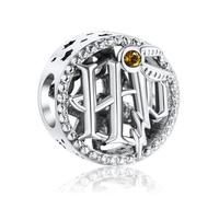 HAEPIAR Ciondolo in argento Sterling 925 Charm Bead con bracciale e collane da donna europea, Logo Accademia di Magia segno con 5A Zircon per le donne perline