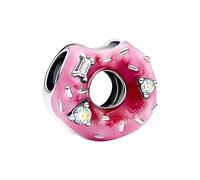 HAEPIAR S925 Sterling Silver Charm per Bracciale Collana Charm Dangle Ciambella rotonda rosa a sorpresa formato morso Regali per donne