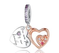 HAEPIAR S925 Sterling Silver Charm per Bracciale Collana Charm Dangle Cuori infiniti intrecciati doppi Regali per donne