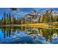 Haeran River Italia Dolomiti Lago Montagne Alberi Autunno Fai Da Te Pittura Diamante 5D Per Numero Kit Unici Decorazione Della Parete Della Casa Decorazione Della Parete Di Strass Di Cristallo