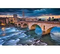 Haeran River Trapano Completo Fiume Adige Verona Italia Pittura Diamante 5D Fai da Te con I Numeri Kit Unici Decorazione della Parete di Casa