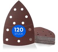 Haerd Group 120 pezzi/triangoli leviganti Prio, 11 fori, 105 x 152 mm/20 x grana 40 - 60 - 80 - 120 - 180 - 240 / per levigatrice multiuso, fogli abrasivi/tamponi triangolari/carta vetrata