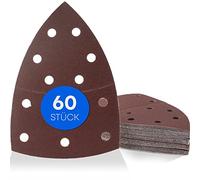 Haerd Group 60 pezzi/triangoli leviganti Prio / 11 foro/105 x 152 mm/ciascuno 10 x grana 40-60 - 80-120 - 180-240 / per levigatrice multiuso, fogli abrasivi/tamponi triangolari/carta vetrata