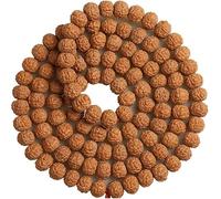 HAEUYA Rosario, braccialetti di perline, 108 braccialetti avvolti in autentico Rudraksha, collana di preghiera del rosario del Buddha a 5 facce, meditazione Japa Mala(Bruin)
