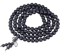 HAEUYA Rosario, Braccialetti di Perline, 108 Braccialetti di Legno tibetani buddisti in Legno di Sandalo Nero, Collana Elastica Mala di Preghiera, Gioielli Fatti a Mano for l'anniversario(6mm)