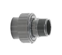 HAF® 1 raccordo a vite in PVC con manicotto adesivo da 63 mm x filettatura esterna da 2" | Adattatore in PVC grigio per tubi della piscina e tutte le tubazioni | Qualità: Made in Europe - Quantità: 1
