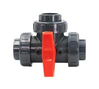 HAF® 1 valvola a sfera in PVC a 3 vie con filettatura interna da 1 1/2" - Rubinetto di intercettazione da 1,5 pollici IG in PVC grigio per tubi della piscina e tutte le tubazioni I Qualità: Made in