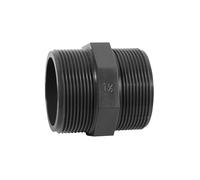 HAF® 1 x raccordo doppio in PVC con filettatura esterna da 1 1/2", connettore in PVC grigio per tubi e tubi per piscine, 1,5 pollici x 1,5 pollici | Qualità: Made in Europe - Quantità: 1 pezzo