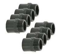 HAF 8 x raccordi in PVC con filettatura esterna da 50/63 mm x 2" | Manicotto di transizione in PVC grigio per tubi, tubazioni o tubazioni della piscina | Qualità: Made in Europe - Quantità: 8 pezzi