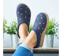 HAFLINGER CIABATTA IN FELTRO DI LANA CUORICINI BLU