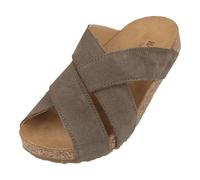 HAFLINGER Ciabatte in pelle Bio Como con plantare in sughero unisex, tortora 1838, 38 EU