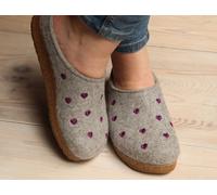 HAFLINGER CUORICINI CIABATTA IN FELTRO DI LANA GRIGIO CHIARO