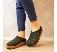 HAFLINGER CUORICINI CIABATTE DONNA IN FELTRO DI LANA VERDE CUORI VERDI