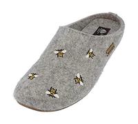 HAFLINGER Everest Api pantofole in feltro con appliqué grigio pietra, taglia 38