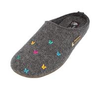 HAFLINGER Everest Farfalline Pantofole di feltro con farfalle Antracite, Taglia 37