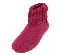 HAFLINGER Everest Karlo Cottage Slipper con suola in gomma e collare fucsia, 42