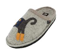HAFLINGER Flair Cucho Pantofole in lana cerata gatto Stonewashed, taglia 38