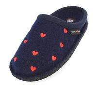 HAFLINGER Flair Valentine Pantofole Ciabatte Lana Cotta Motivo a Cuore, celeste, 36 EU