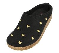HAFLINGER Grizzly Cuoricini, Ciabatte Donna, Nero03, 36 EU