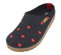 HAFLINGER Grizzly Cuoricini Felt Slipper Cork Medium Blue, taglia 38