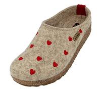 HAFLINGER Pantofole da Donna Grizzly Cuoricini 741031, Numero:38 EU, Colore:Beige