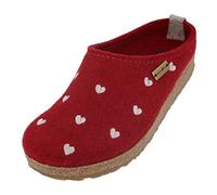 HAFLINGER Grizzly Cuoricini pantofola di feltro in sughero rubino, taglia 42