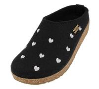 HAFLINGER Grizzly Cuoricini - Pantofole in feltro a forma di cuore, in sughero, Schwarz203, 38 EU